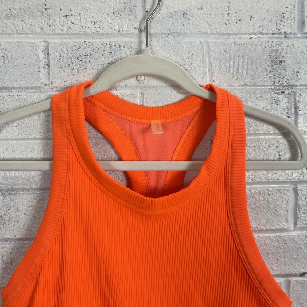 Free People Neon Orange Ribbed Cropped Tank - Picture 3 of 10